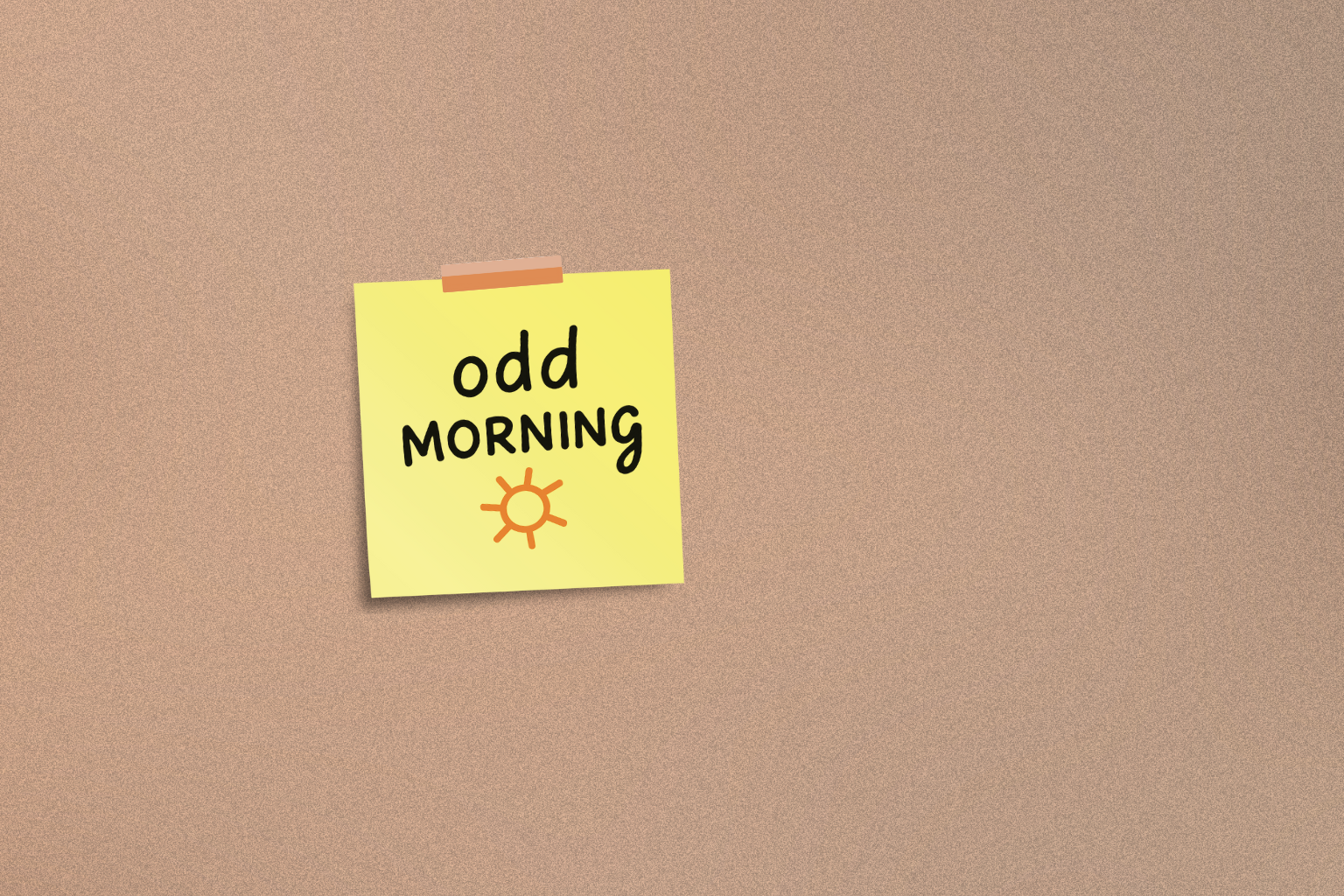 corkboard with odd morning logo