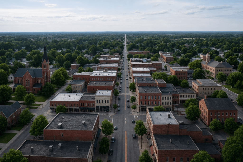 aerial of a generic town